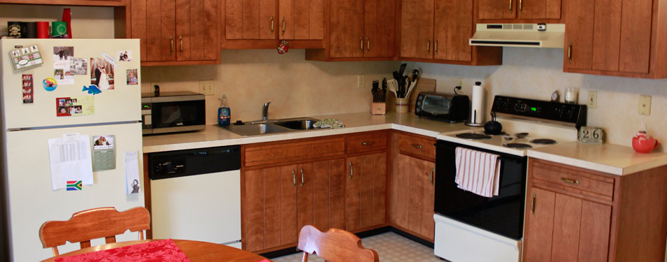 Kitchen from an apartment at East Pointe Village